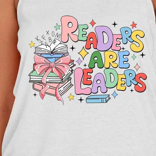 Readers Are Leaders Book Lover Bookworm Women's Knotted Racerback Tank