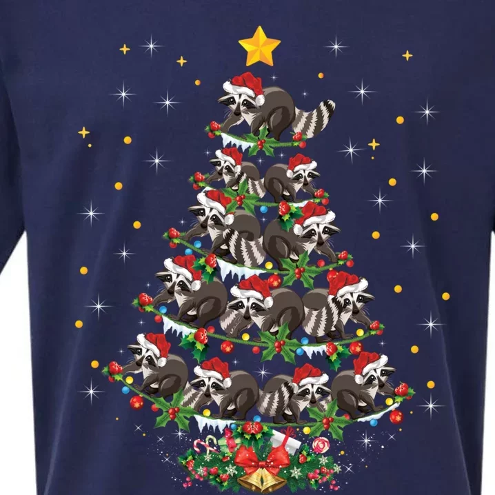 Raccoon Animal Lover Xmas Gift Raccoon Christmas Tree Meaningful Gift Sueded Cloud Jersey T-Shirt