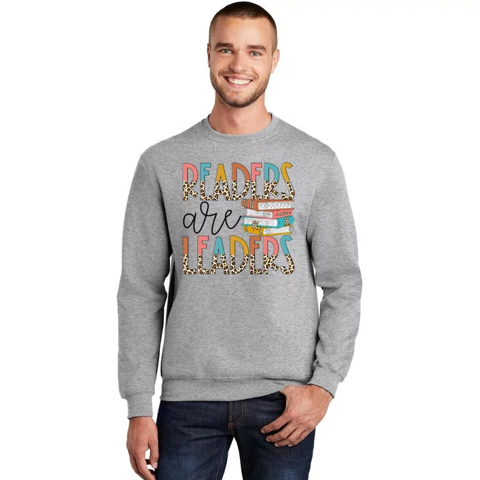 Readers Are Leaders Boho Leopard Book Lover Tall Sweatshirt