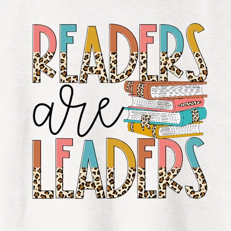 Readers Are Leaders Boho Leopard Book Lover Women's Crop Top Tee