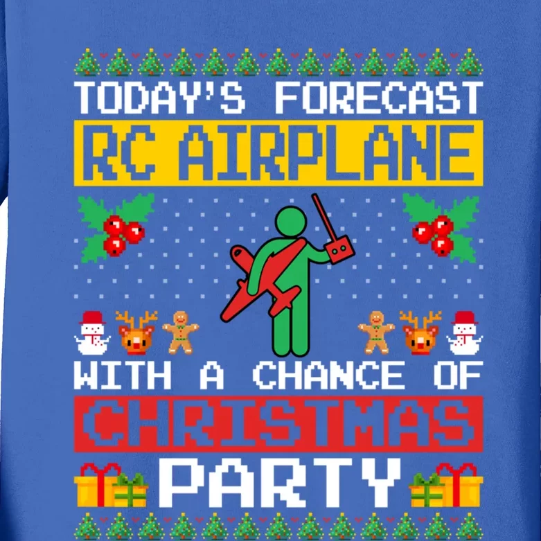 Rc Airplane Lover Christmas Party Rc Airplane Ugly Xmas Cute Gift Kids Long Sleeve Shirt