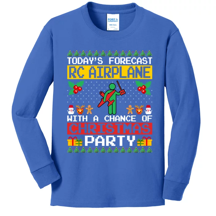 Rc Airplane Lover Christmas Party Rc Airplane Ugly Xmas Cute Gift Kids Long Sleeve Shirt