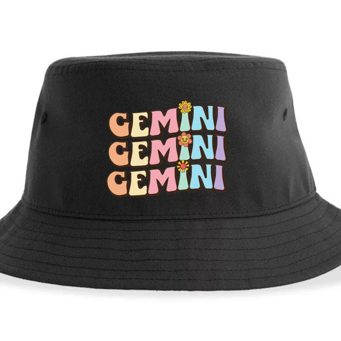 Retro Astrology May or June birthday Zodiac sign Gemini Sustainable Bucket Hat