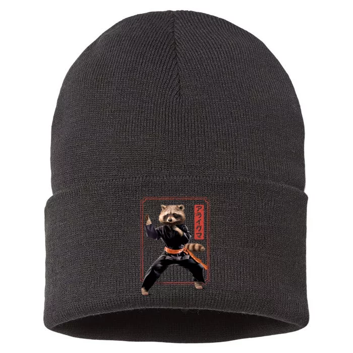 Raccoon Animal Martial Arts Sustainable Knit Beanie