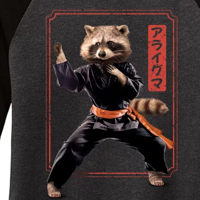 Raccoon Animal Martial Arts Women's Tri-Blend 3/4-Sleeve Raglan Shirt