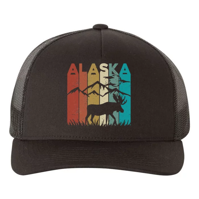 Retro Alaska Moose Vintage Vacation Trip Alaskan Landscape Yupoong Adult 5-Panel Trucker Hat