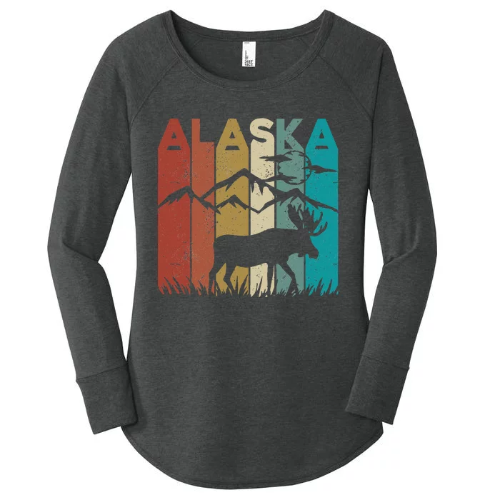 Retro Alaska Moose Vintage Vacation Trip Alaskan Landscape Women's Perfect Tri Tunic Long Sleeve Shirt