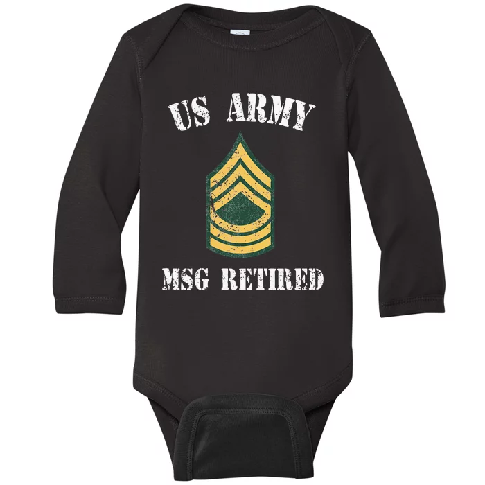 Retired Army Master Sergeant Military Veteran Baby Long Sleeve Bodysuit