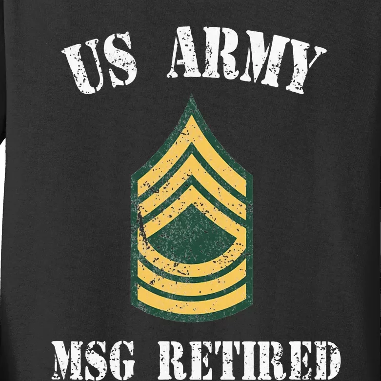 Retired Army Master Sergeant Military Veteran Kids Long Sleeve Shirt