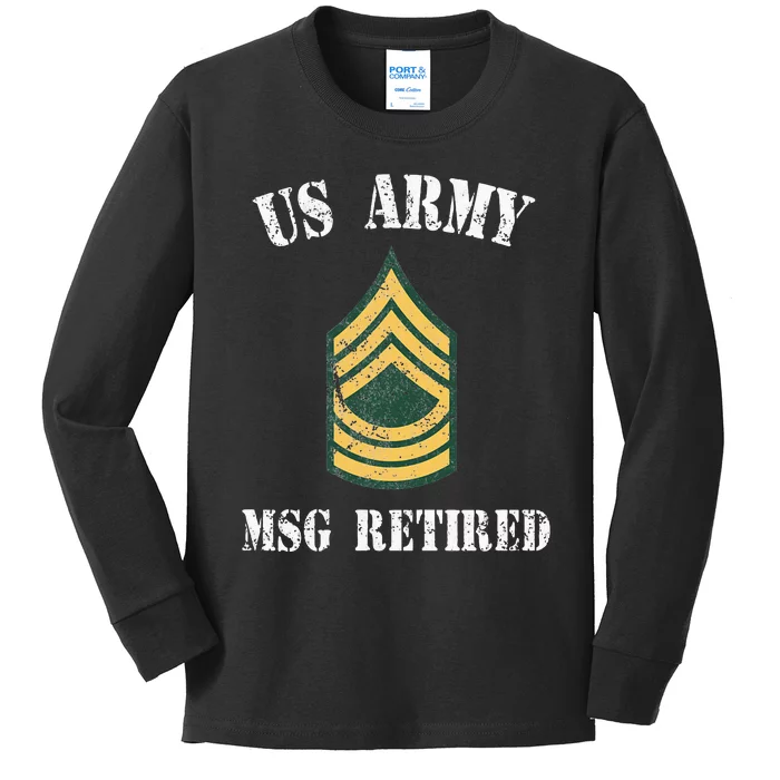 Retired Army Master Sergeant Military Veteran Kids Long Sleeve Shirt