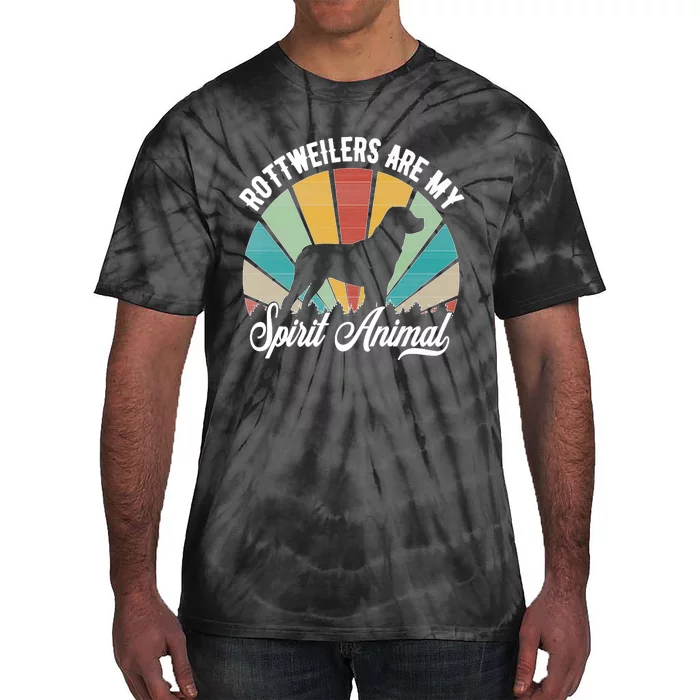 Rottweilers Are My Spirit Animal Retro Style Rottweiler Premium Tie-Dye T-Shirt