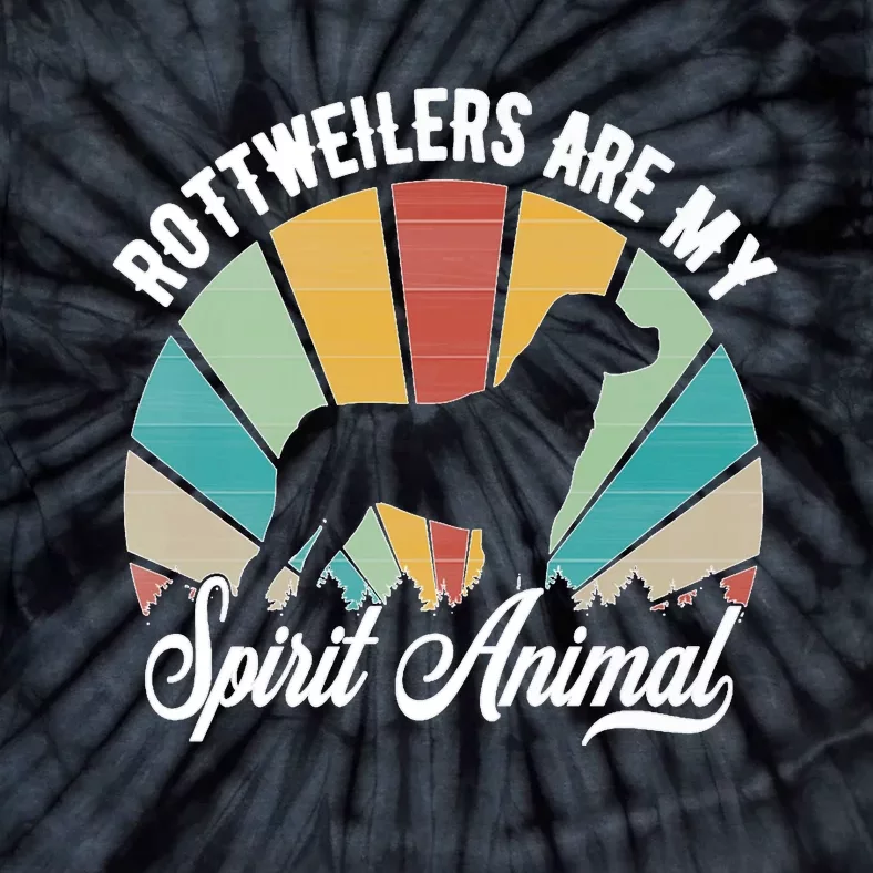 Rottweilers Are My Spirit Animal Retro Style Rottweiler Premium Tie-Dye T-Shirt