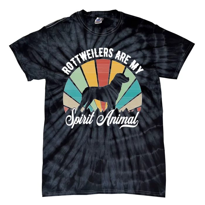 Rottweilers Are My Spirit Animal Retro Style Rottweiler Premium Tie-Dye T-Shirt