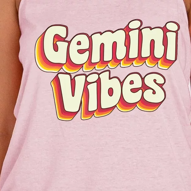 Retro Astrology May Or June Birthday Zodiac Sign Gemini Women's Knotted Racerback Tank