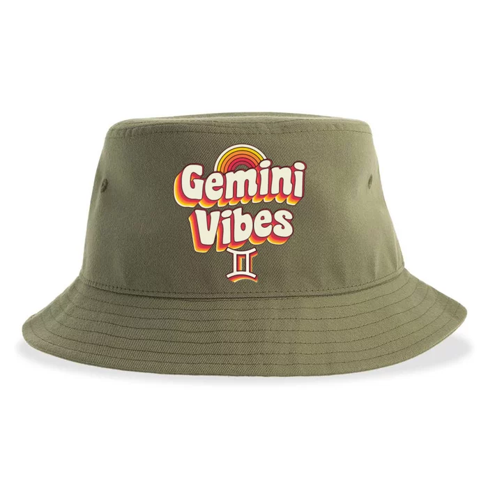 Retro Astrology May Or June Birthday Zodiac Sign Gemini Sustainable Bucket Hat