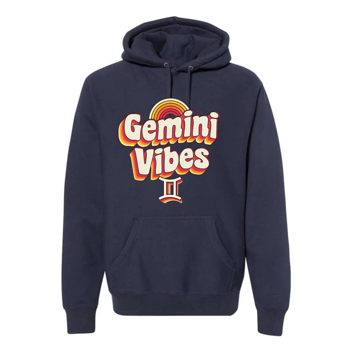 Retro Astrology May Or June Birthday Zodiac Sign Gemini Premium Hoodie