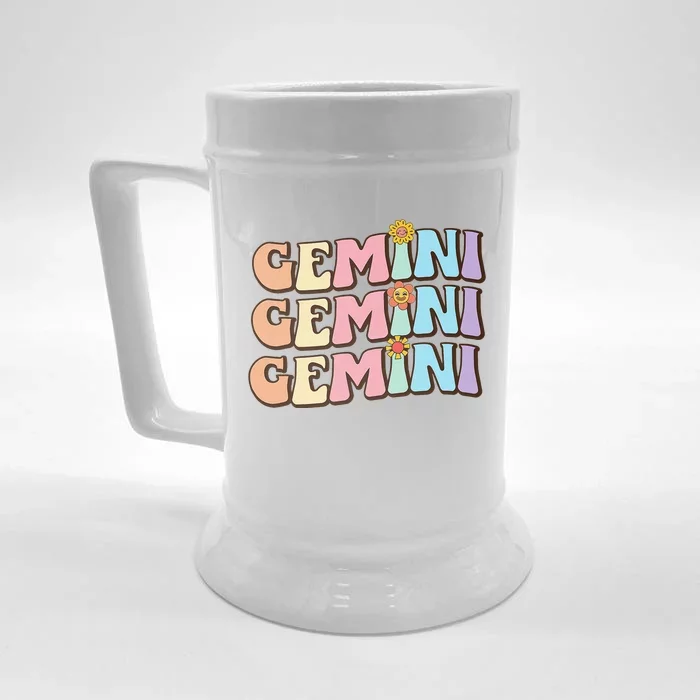 Retro Astrology May or June birthday Zodiac sign Gemini Front & Back Beer Stein