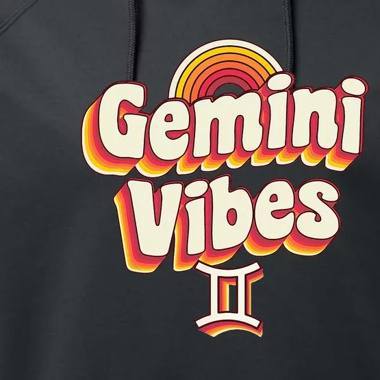 Retro Astrology May or June birthday Zodiac sign Gemini Performance Fleece Hoodie