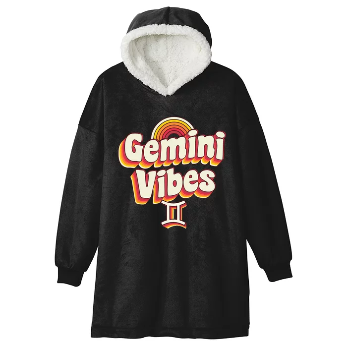 Retro Astrology May or June birthday Zodiac sign Gemini Hooded Wearable Blanket