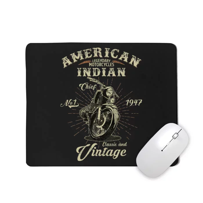 Retro American M.O.T.O.R.C.Y.C.L.E Indian For Old Biker Mousepad