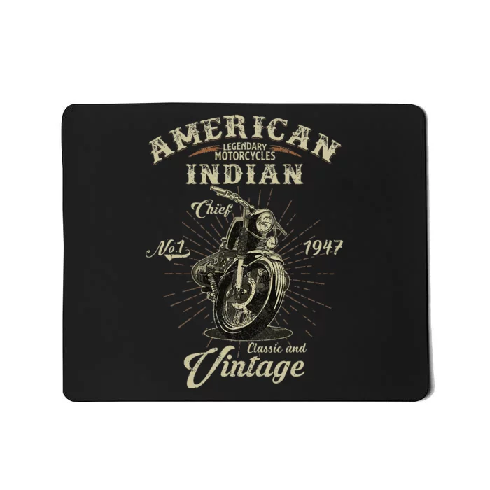 Retro American M.O.T.O.R.C.Y.C.L.E Indian For Old Biker Mousepad