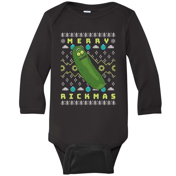 Rick and Morty Merry Pickle Rickmas Ugly Christmas Baby Long Sleeve Bodysuit