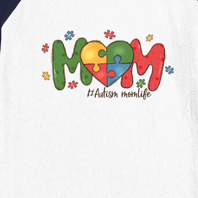 Retro Autism Mom Life Heart Puzzle Autism Awareness Month Baseball Sleeve Shirt