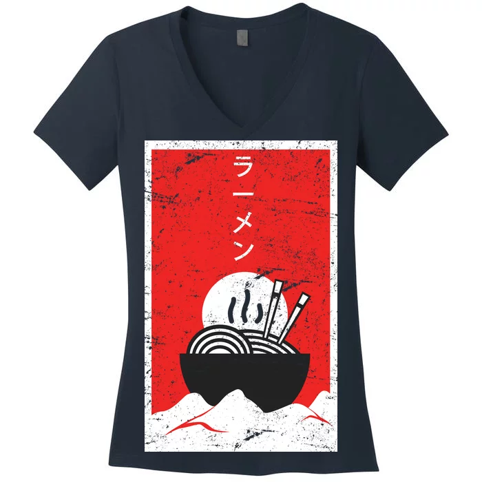 Ramen Noodles Retro Women's V-Neck T-Shirt