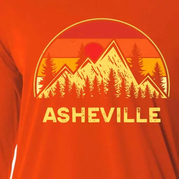 Retro Asheville North Carolina Nc Mountains Hiking Souvenir Cute Gift Cooling Performance Long Sleeve Crew