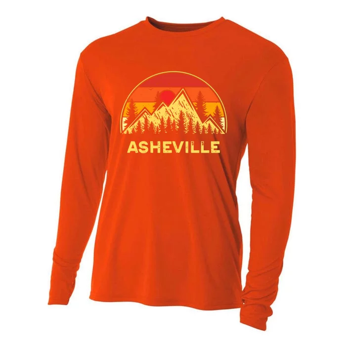 Retro Asheville North Carolina Nc Mountains Hiking Souvenir Cute Gift Cooling Performance Long Sleeve Crew