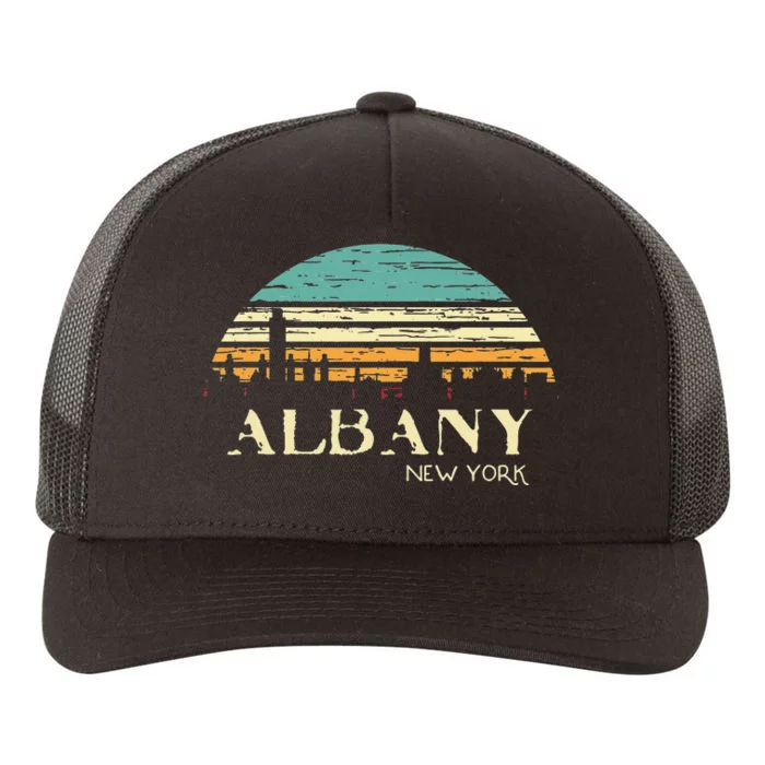 Retro Albany NY Skyline Sunset Silhouette New York Souvenir Yupoong Adult 5-Panel Trucker Hat