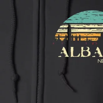 Retro Albany NY Skyline Sunset Silhouette New York Souvenir Full Zip Hoodie