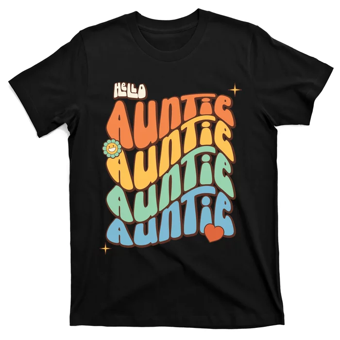 Retro Auntie New Aunt Wavy Words Baby T-Shirt