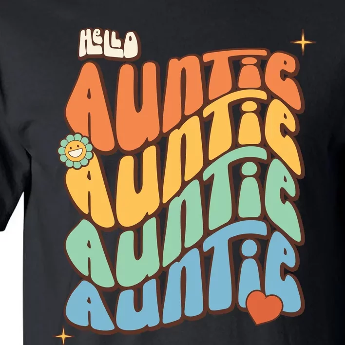 Retro Auntie New Aunt Wavy Words Baby Tall T-Shirt