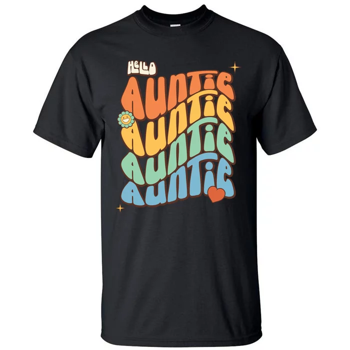 Retro Auntie New Aunt Wavy Words Baby Tall T-Shirt