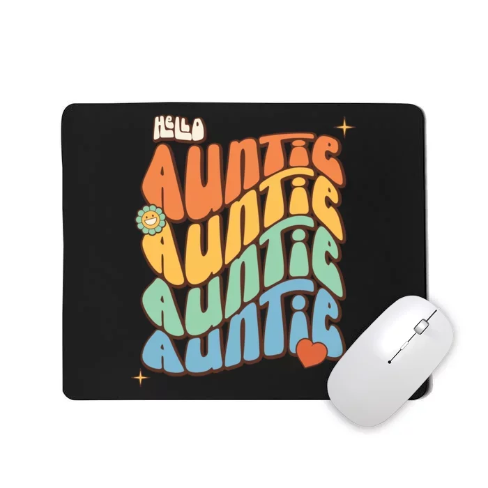 Retro Auntie New Aunt Wavy Words Baby Mousepad