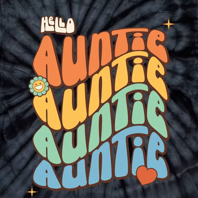 Retro Auntie New Aunt Wavy Words Baby Tie-Dye T-Shirt