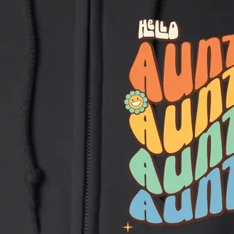 Retro Auntie New Aunt Wavy Words Baby Full Zip Hoodie