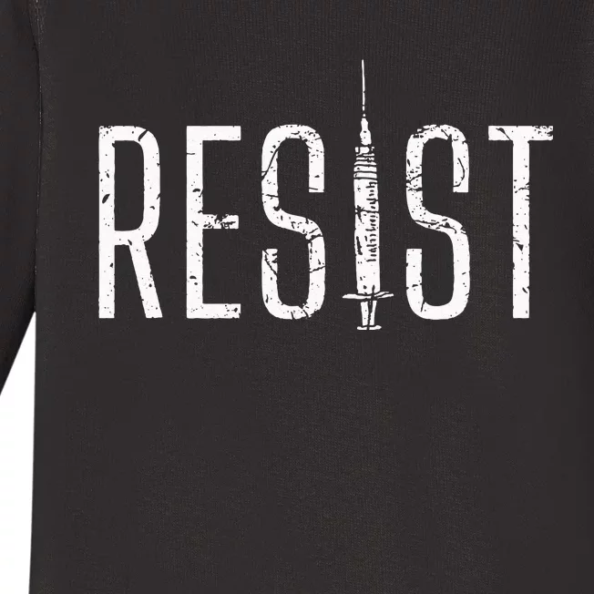 Resist AntiVax No Forced Vaccination Mandate Baby Long Sleeve Bodysuit