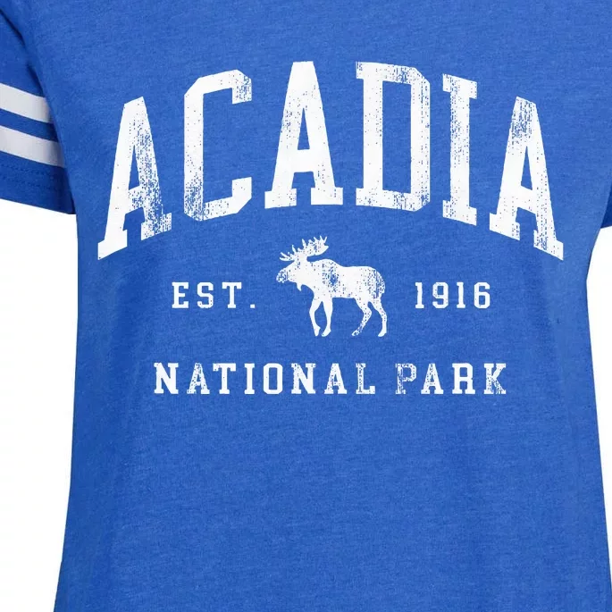 Retro Acadia National Park Maine Est 1916 Enza Ladies Jersey Football T-Shirt