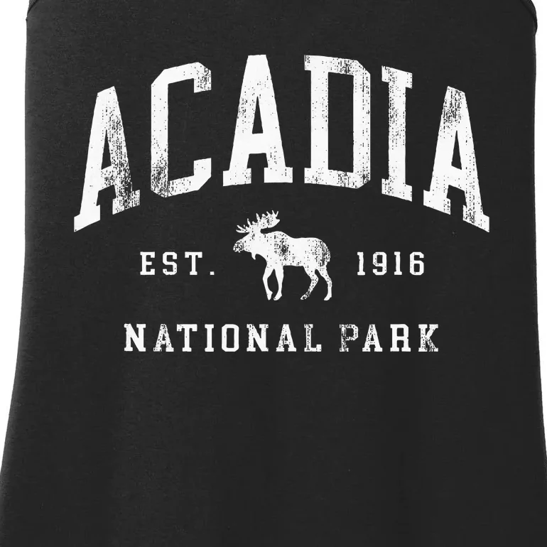 Retro Acadia National Park Maine Est 1916 Hiking Ladies Essential Tank