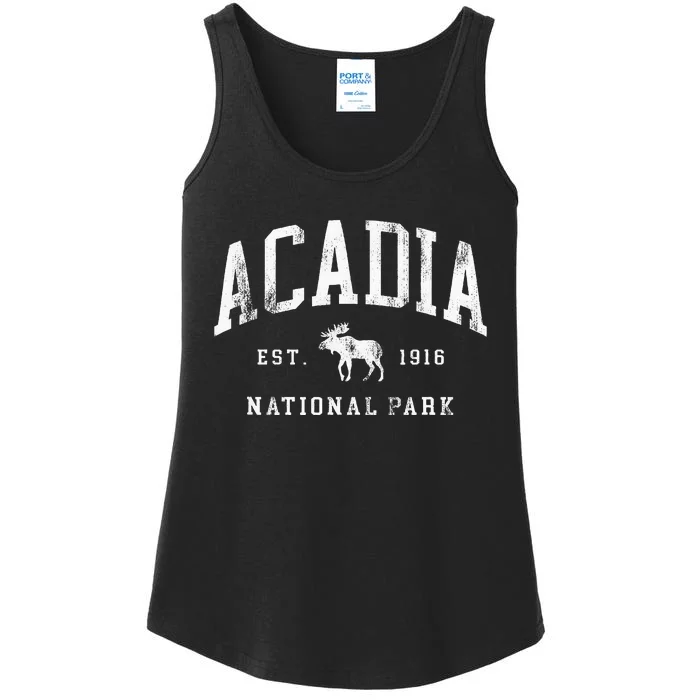 Retro Acadia National Park Maine Est 1916 Hiking Ladies Essential Tank