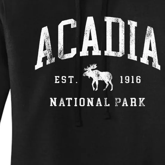 Retro Acadia National Park Maine Est 1916 Hiking Women's Pullover Hoodie