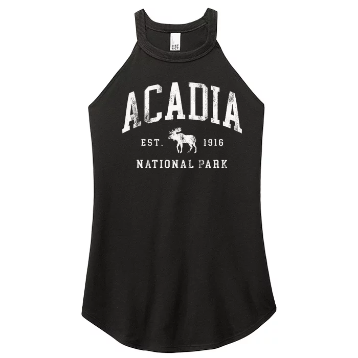 Retro Acadia National Park Maine Est 1916 Hiking Women’s Perfect Tri Rocker Tank