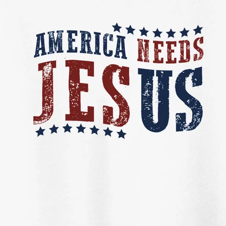 Retro America Needs Jesus 4th Of July Christian Pride Toddler T-Shirt