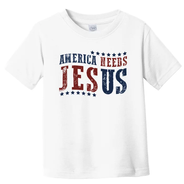 Retro America Needs Jesus 4th Of July Christian Pride Toddler T-Shirt