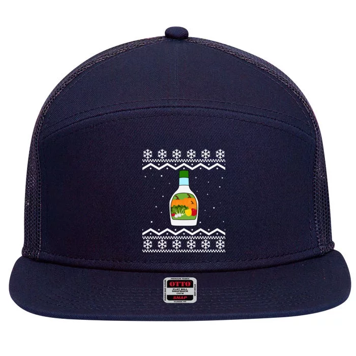 Ranch Bottle Funny Ugly Christmas 7 Panel Mesh Trucker Snapback Hat