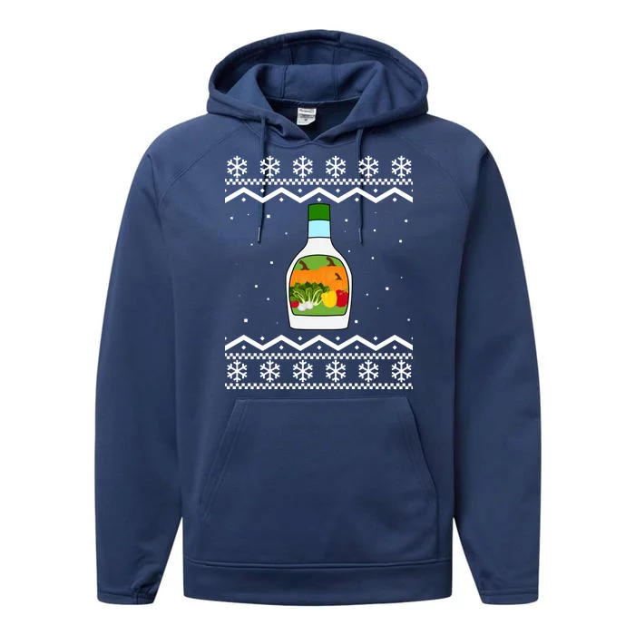 Ranch Bottle Funny Ugly Christmas Performance Fleece Hoodie