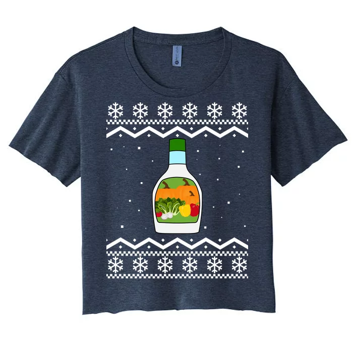 Ranch Bottle Funny Ugly Christmas Women's Crop Top Tee