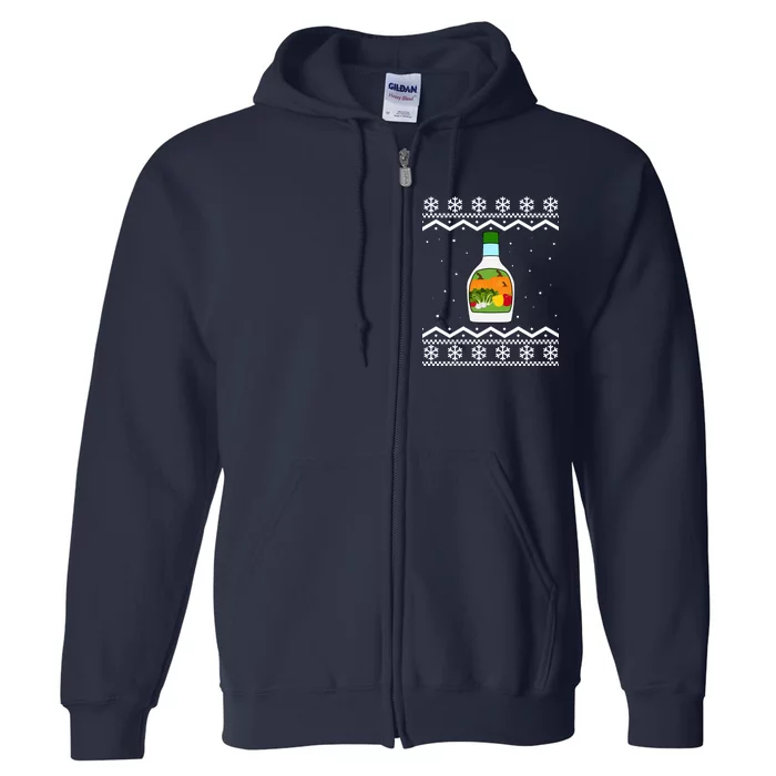 Ranch Bottle Funny Ugly Christmas Full Zip Hoodie